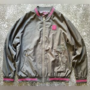 T-Mobile Bomber Jacket Mens 2XL Black Pink Long Sleeve Full-Zip Regular Fit